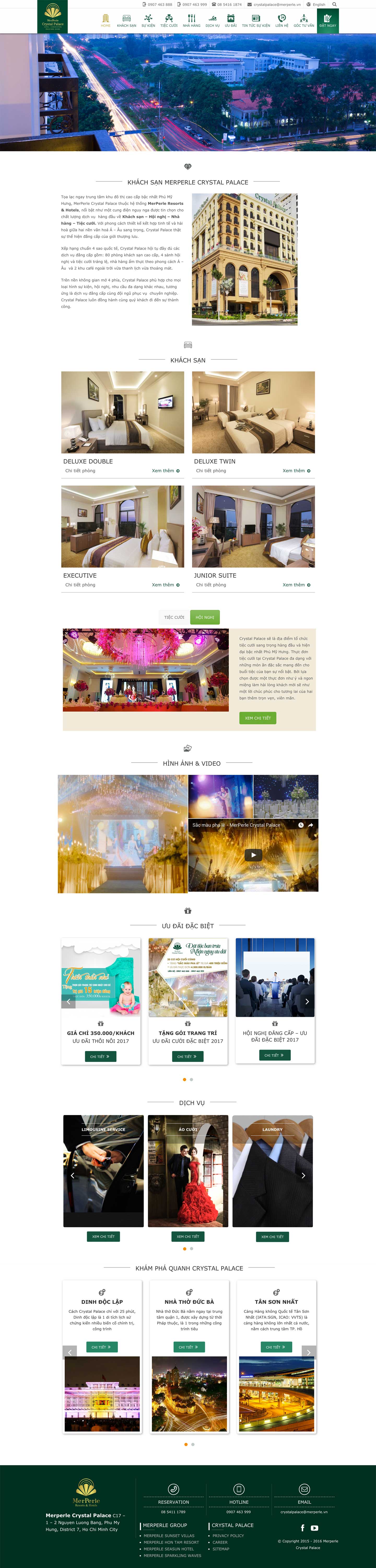 Thiết kế web trung tâm hội nghị nhà hàng tiệc cưới Crystal Palace trên mobile